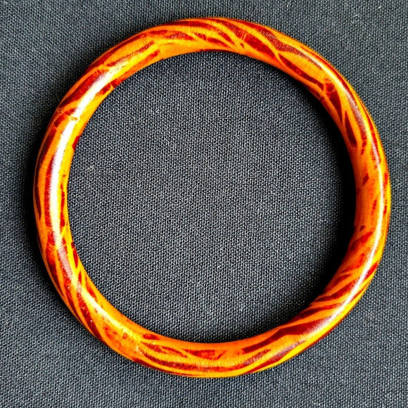 VTG Bangle Bracelets Acrylic, Set of 2 Animal Safari Prints Art Deco 8" - Picture 4 of 5